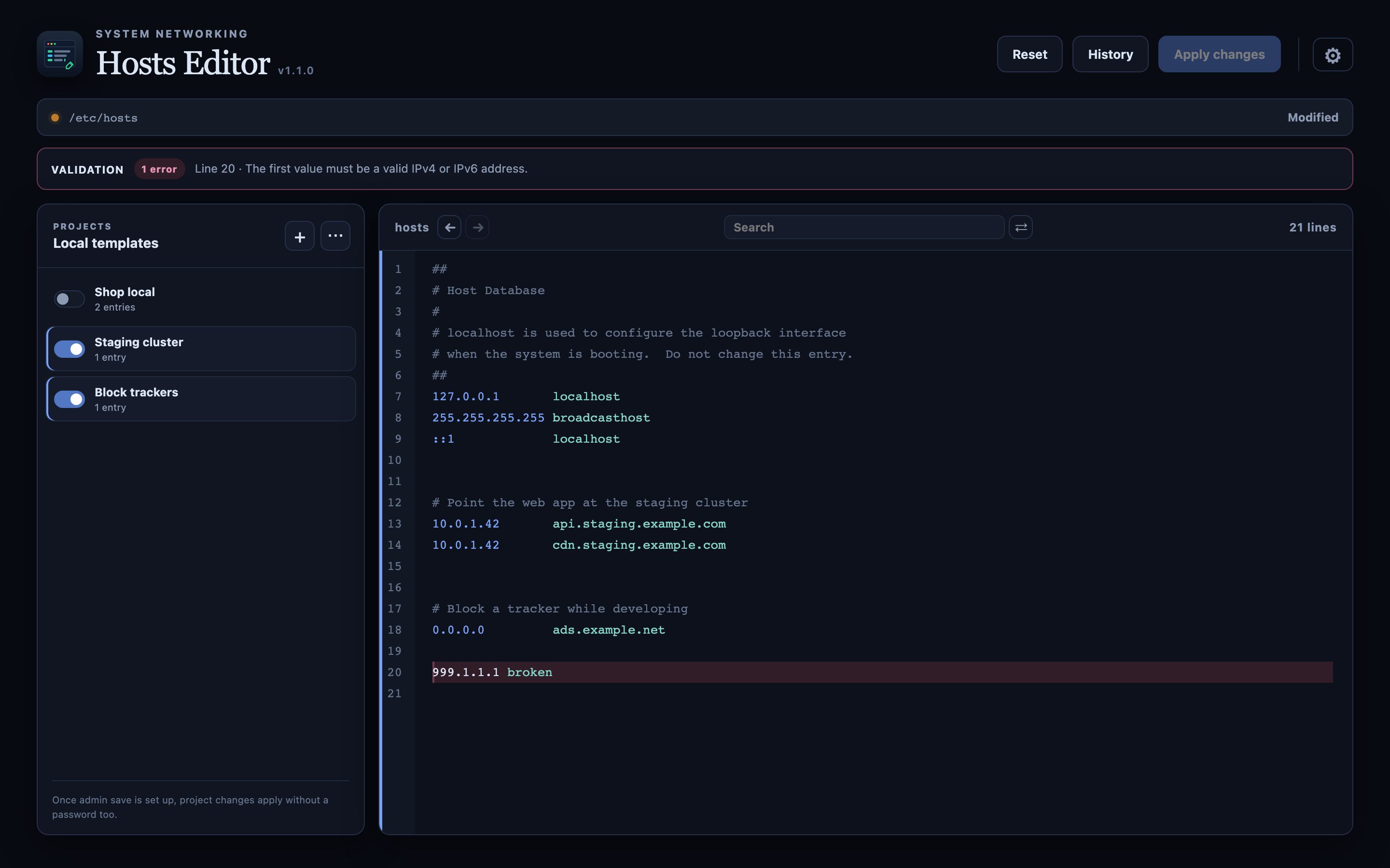 Live format validation